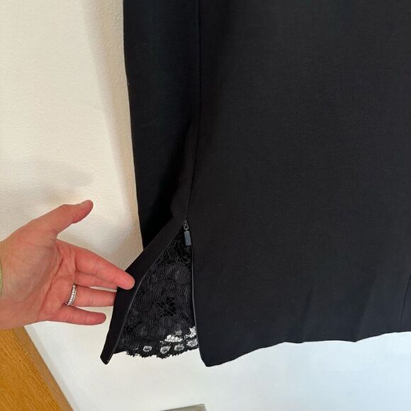 Lafayette 148 New York Women’s Black Cyra Lace Panel Square-neck Dress - Picture 11 of 12